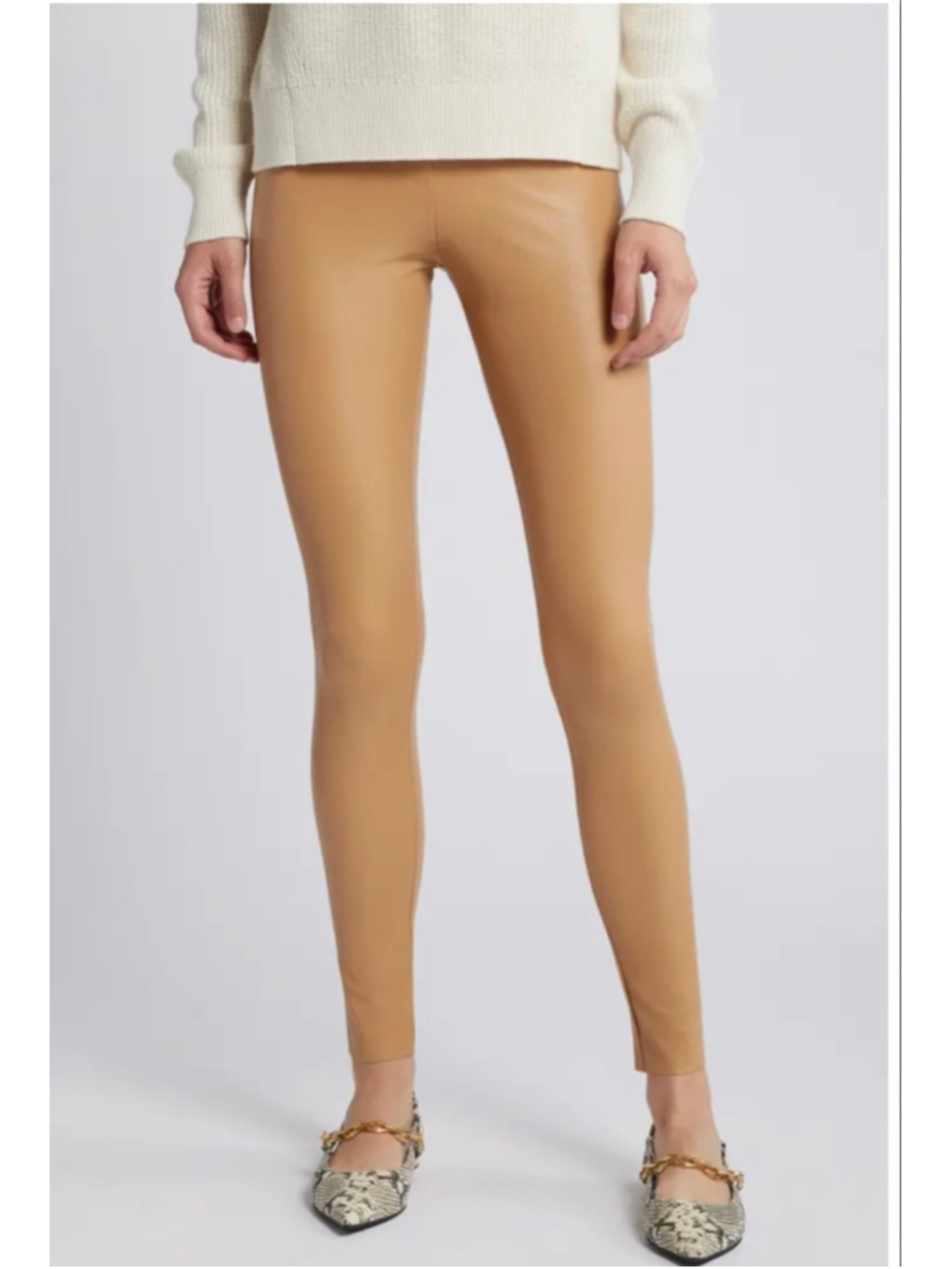 Commando Control Top Faux Leather Leggings tan camel size large